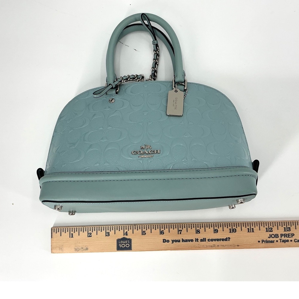 Coach Mini Sierra Satchel F58540 Patent‎ Leather Blue | Crossbody | Authentic - Picture 11 of 12